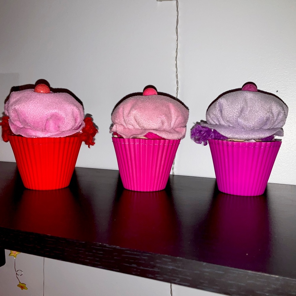 Set of Three Colorful Cupcake Decor